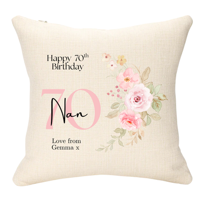 Nan 70th Birthday Personalised Cushion