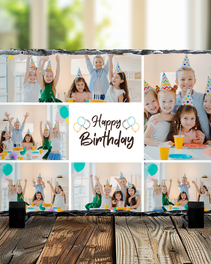 6 Image Happy Birthday Photo Slate (Photo Only) 19x29cm - Demo Design Gifts