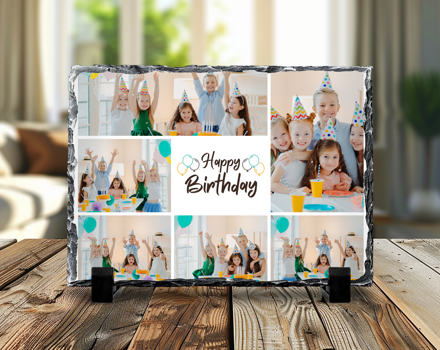 6 Image Happy Birthday Photo Slate (Photo Only) 19x29cm