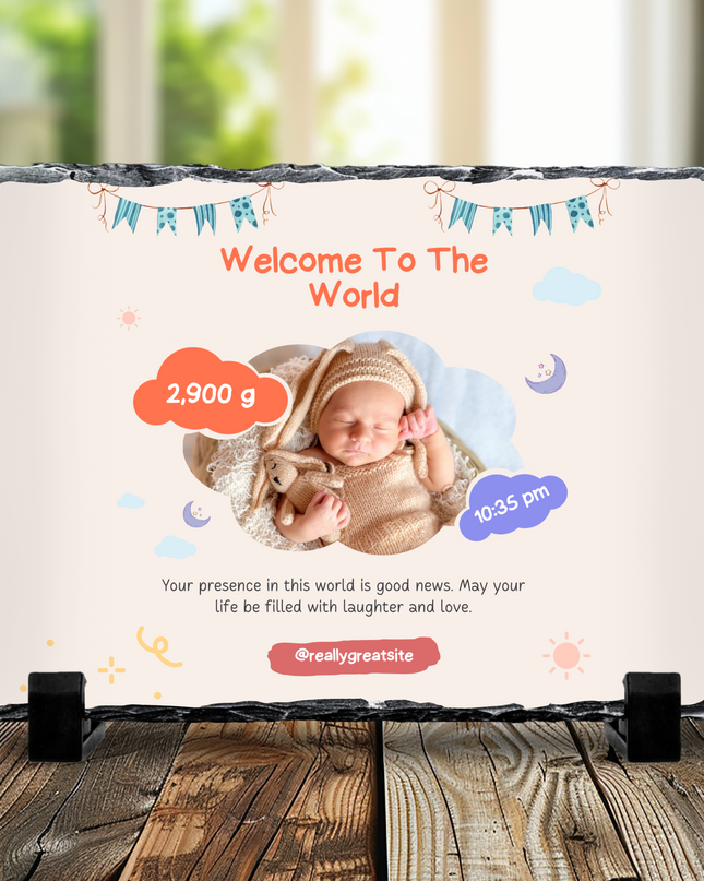 Welcome Baby Photo Slate 19x29cm - Demo Design Gifts