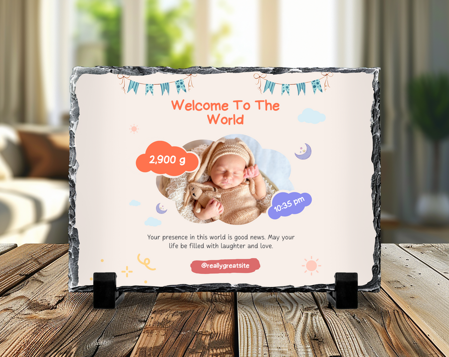 Welcome Baby Photo Slate 19x29cm