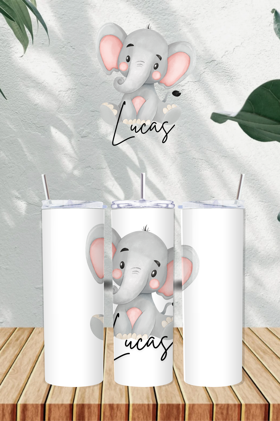 Personalised Name with Elephant 20oz Tumbler