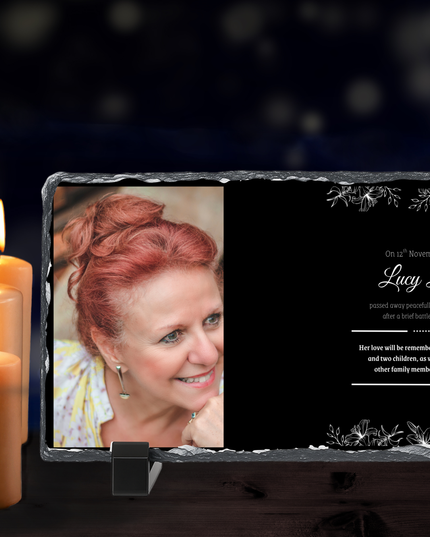 Personalised Memorial Photo Rock Slate 10x15cm | Grave Plaque | Waterproof Outdoor Memorial Gift | In Loving Memory - Demo Design Gifts