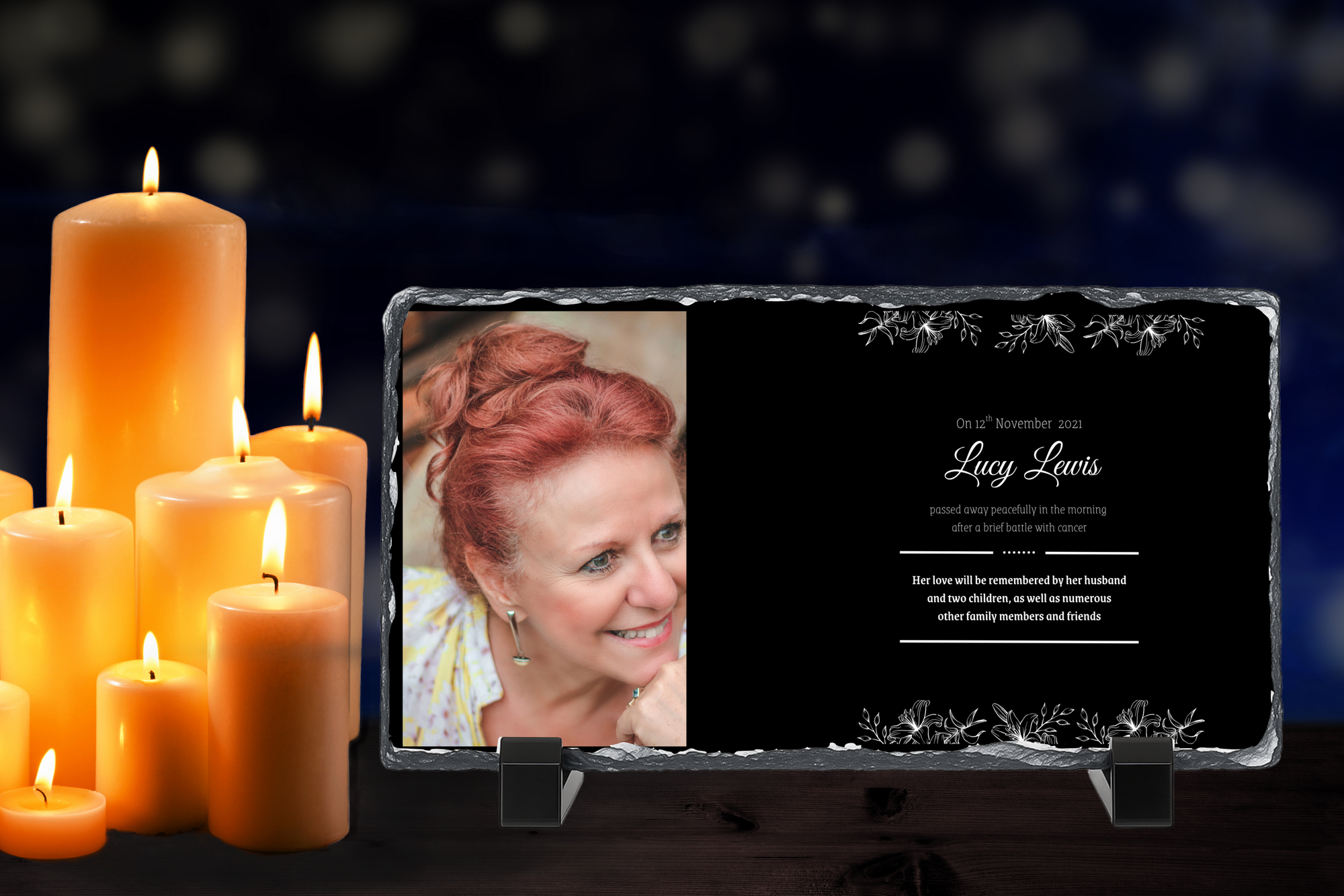 Personalised Memorial Photo Rock Slate 10x15cm | Grave Plaque | Waterproof Outdoor Memorial Gift | In Loving Memory