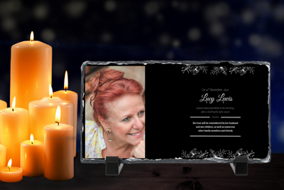 Personalised Memorial Photo Rock Slate 10x15cm | Grave Plaque | Waterproof Outdoor Memorial Gift | In Loving Memory