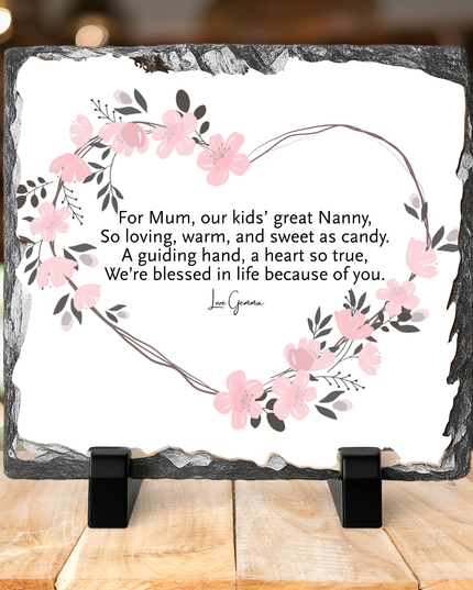 Family Poem Photo Slate with Photo’s 20x20cm - Demo Design Gifts
