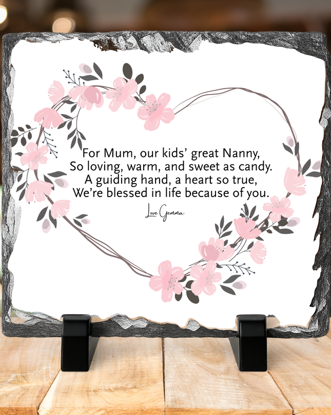 Family Poem Photo Slate with Photo’s 20x20cm - Demo Design Gifts