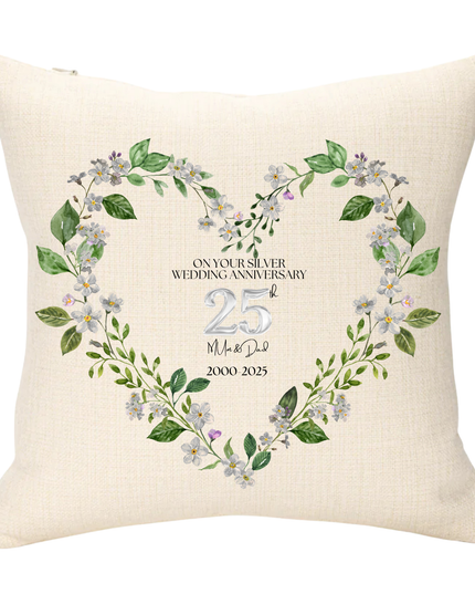 25th Wedding Anniversary Personalised Cushion - Demo Design Gifts