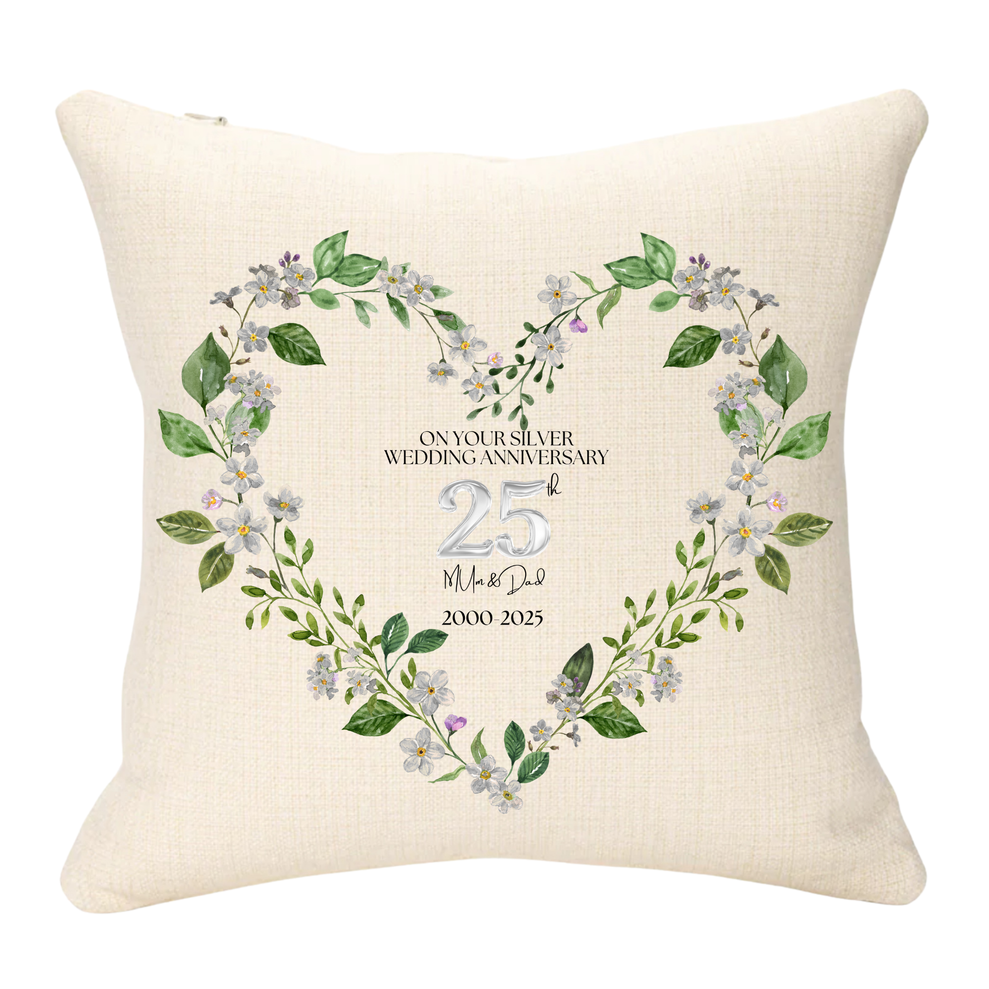25th Wedding Anniversary Personalised Cushion