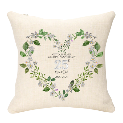 25th Wedding Anniversary Personalised Cushion