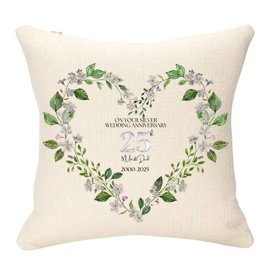 25th Wedding Anniversary Personalised Cushion