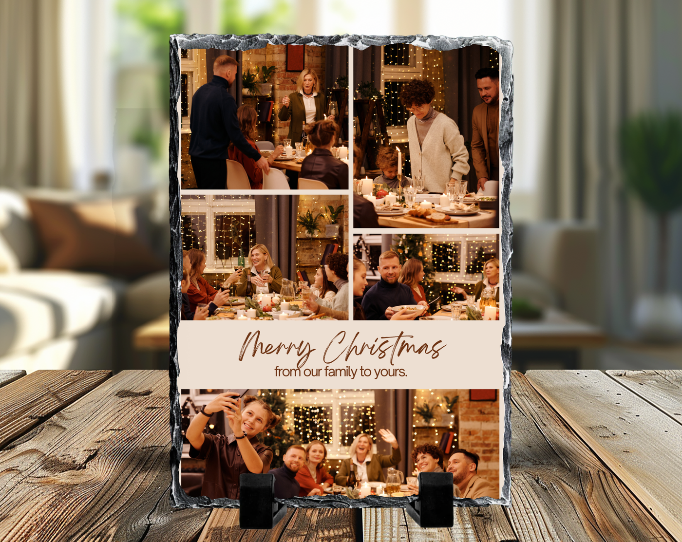 Merry Christmas 6 Image Rock Photo Slate, Christmas Gift