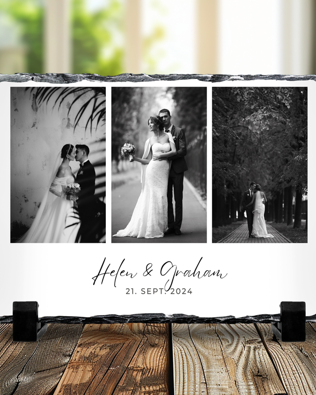 Personalised Photo Slate with Name and Date Wedding