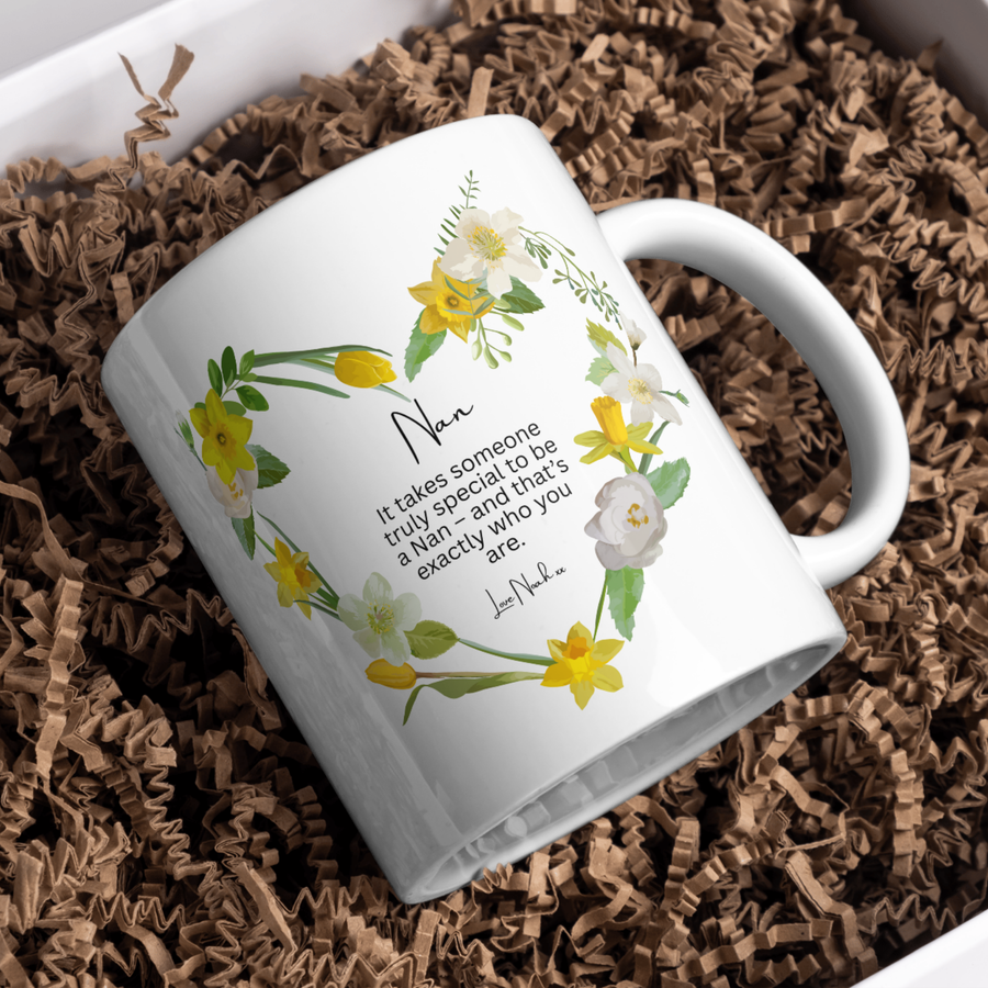 Nan Yellow Flowers Personalised Mug