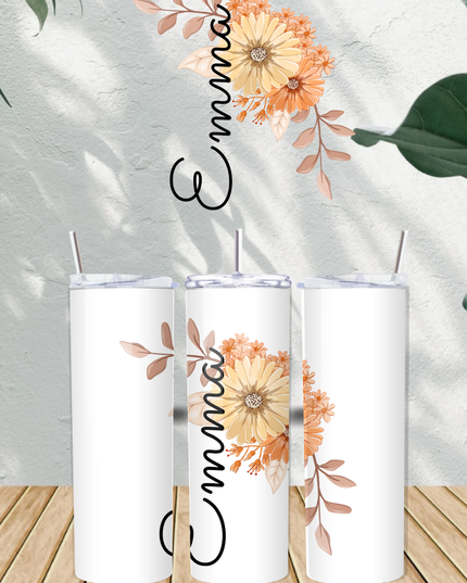 Personalised Name Side Flowers 20oz Tumbler - Demo Design Gifts