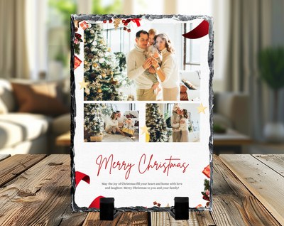 Merry Christmas 3 Image Rock Photo Slate, Christmas Gift
