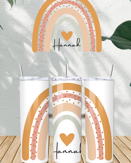 Personalised Orange Rainbow with Name 20oz Tumbler - Demo Design Gifts