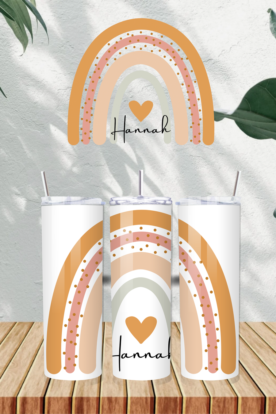 Personalised Orange Rainbow with Name 20oz Tumbler