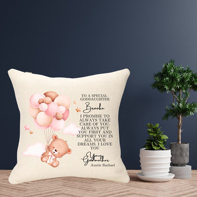 Godparent Christening Girl Personalised Cushion