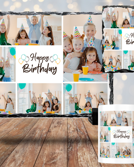 Happy Birthday Mug, Coaster, Photo Slate - Demo Design Gifts