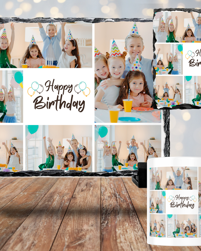 Happy Birthday Mug, Coaster, Photo Slate - Demo Design Gifts