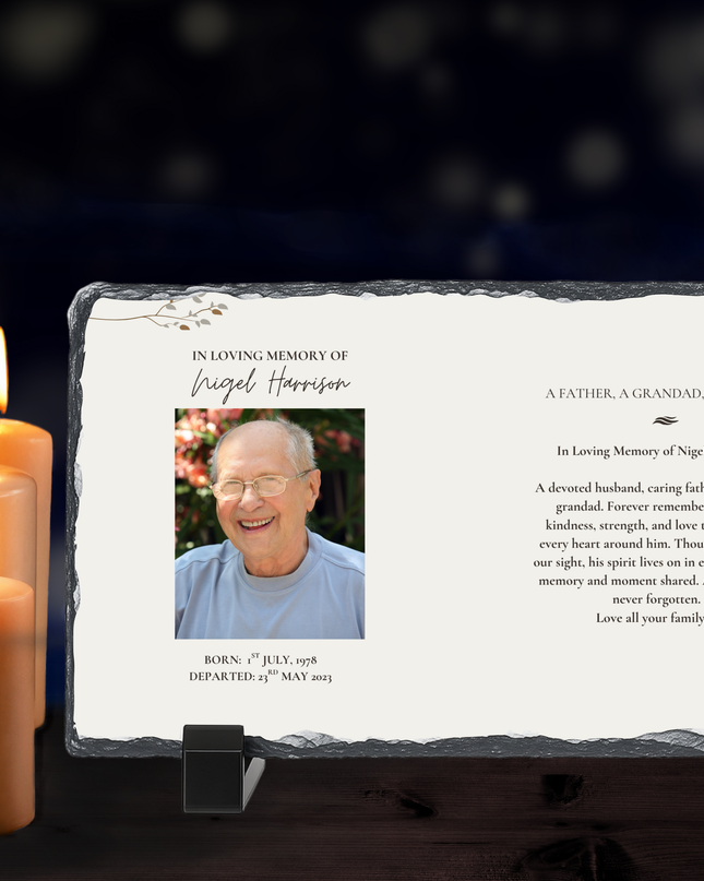 Personalised Memorial Photo Rock Slate 10x15cm | Grave Plaque | Waterproof Outdoor Memorial Gift | In Loving Memory - Demo Design Gifts