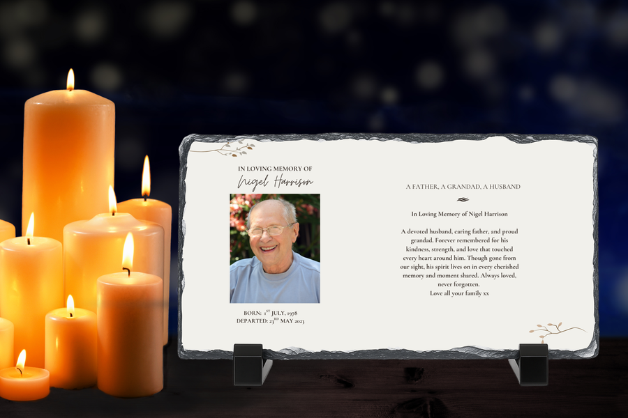Personalised Memorial Photo Rock Slate 10x15cm | Grave Plaque | Waterproof Outdoor Memorial Gift | In Loving Memory