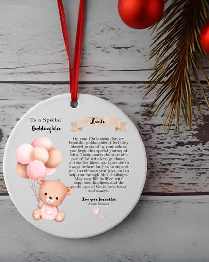 Godparent Girl Balloon Version Christening Ornament - Demo Design Gifts