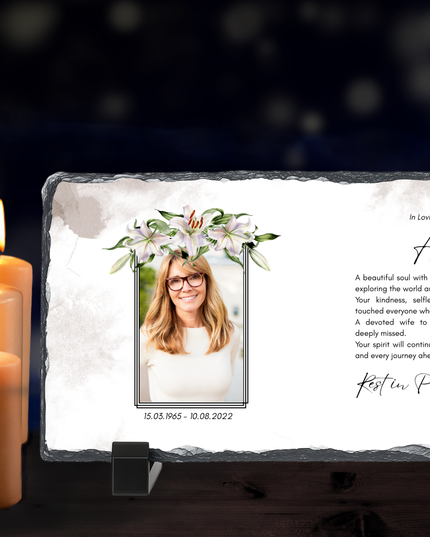 Personalised Memorial Photo Rock Slate 10x15cm | Grave Plaque | Waterproof Outdoor Memorial Gift | In Loving Memory - Demo Design Gifts