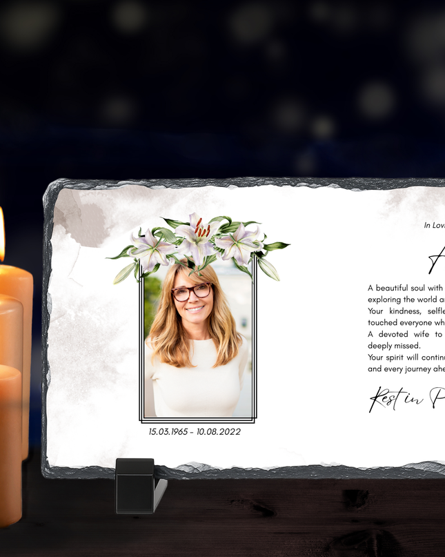Personalised Memorial Photo Rock Slate 10x15cm | Grave Plaque | Waterproof Outdoor Memorial Gift | In Loving Memory - Demo Design Gifts