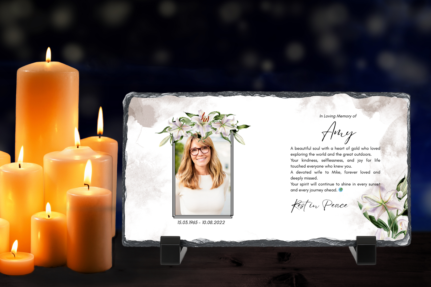 Personalised Memorial Photo Rock Slate 10x15cm | Grave Plaque | Waterproof Outdoor Memorial Gift | In Loving Memory