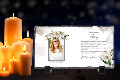 Personalised Memorial Photo Rock Slate 10x15cm | Grave Plaque | Waterproof Outdoor Memorial Gift | In Loving Memory