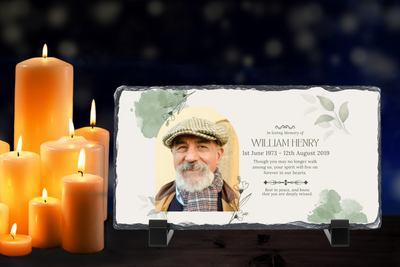 Personalised Memorial Photo Rock Slate 10x15cm | Grave Plaque | Waterproof Outdoor Memorial Gift | In Loving Memory
