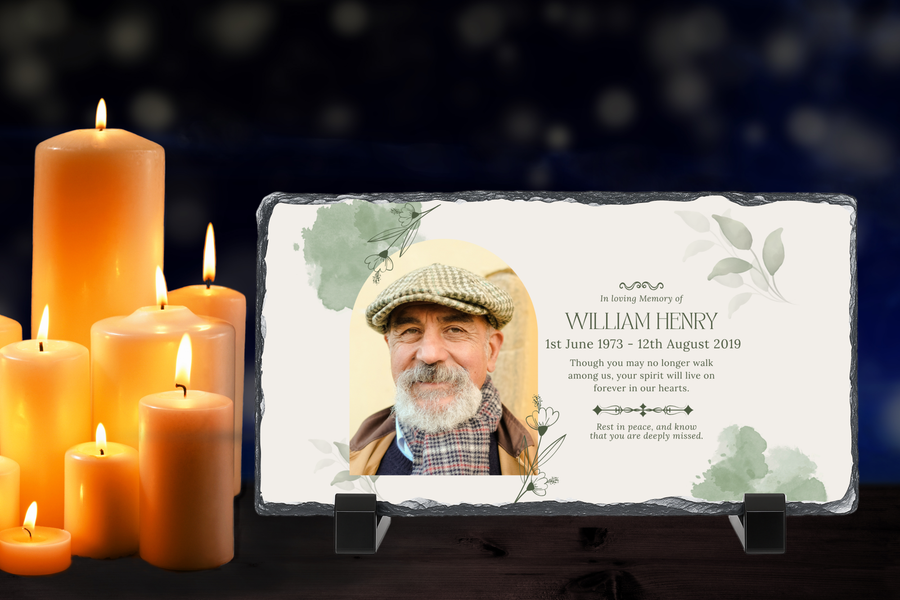 Personalised Memorial Photo Rock Slate 10x15cm | Grave Plaque | Waterproof Outdoor Memorial Gift | In Loving Memory