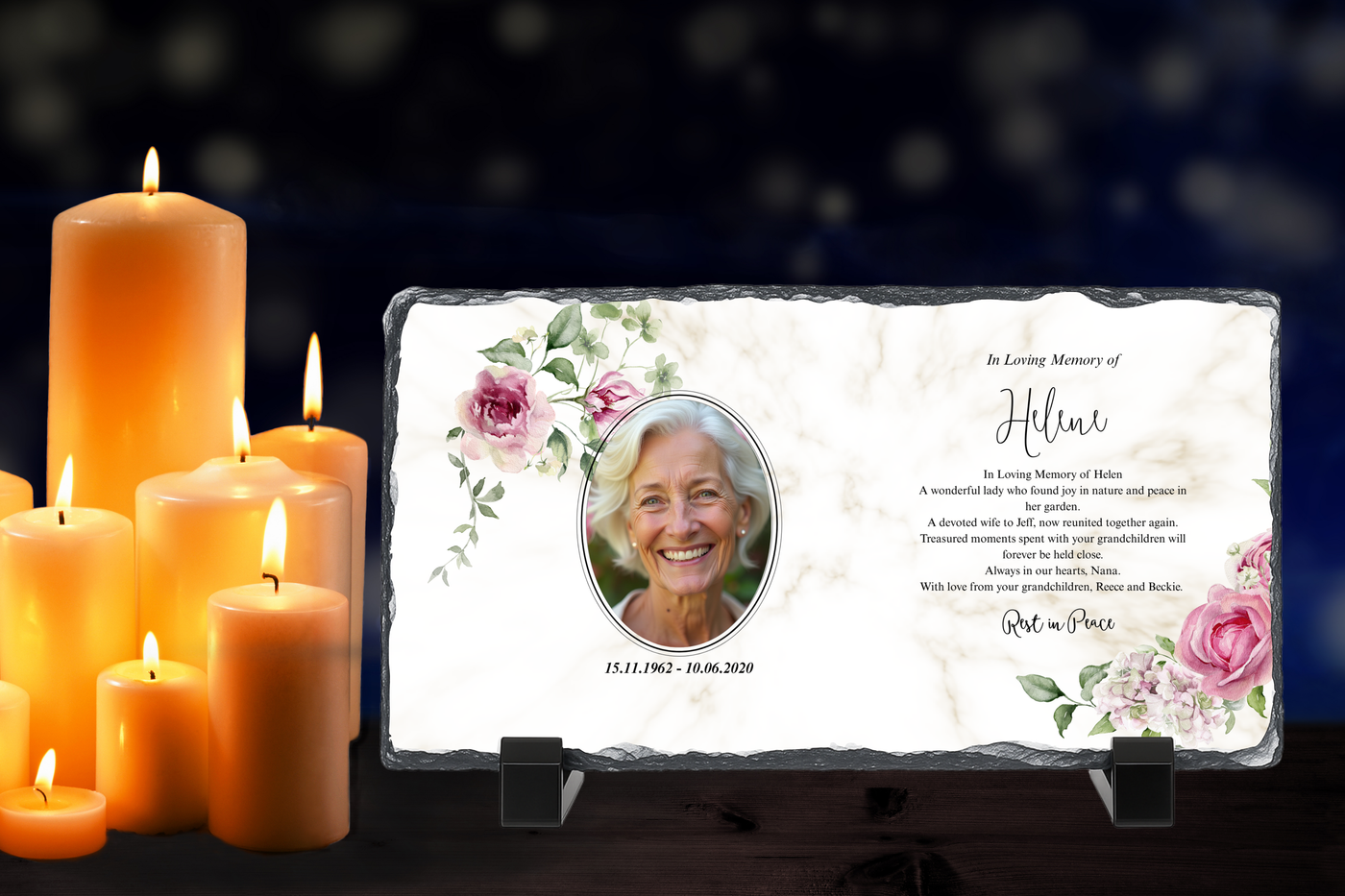 Personalised Memorial Photo Rock Slate 10x15cm | Grave Plaque | Waterproof Outdoor Memorial Gift | In Loving Memory