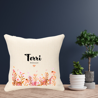 Wedding Name and Roles Personalised Cushion
