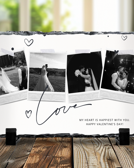 Personalised 4 Image Photo Slate, Love, Happy Valentines Day