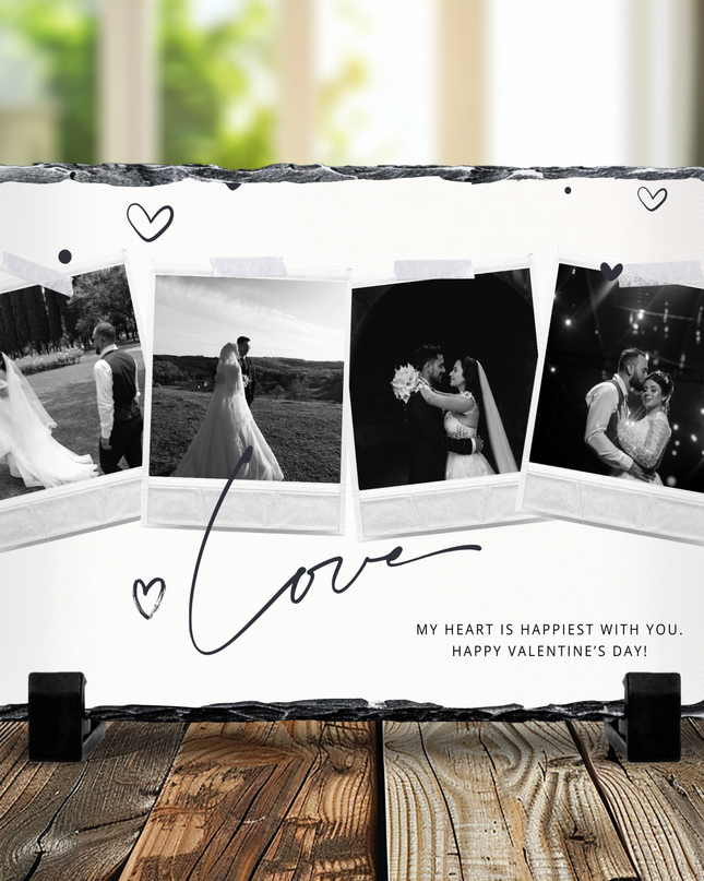 Personalised 4 Image Photo Slate, Love, Happy Valentines Day