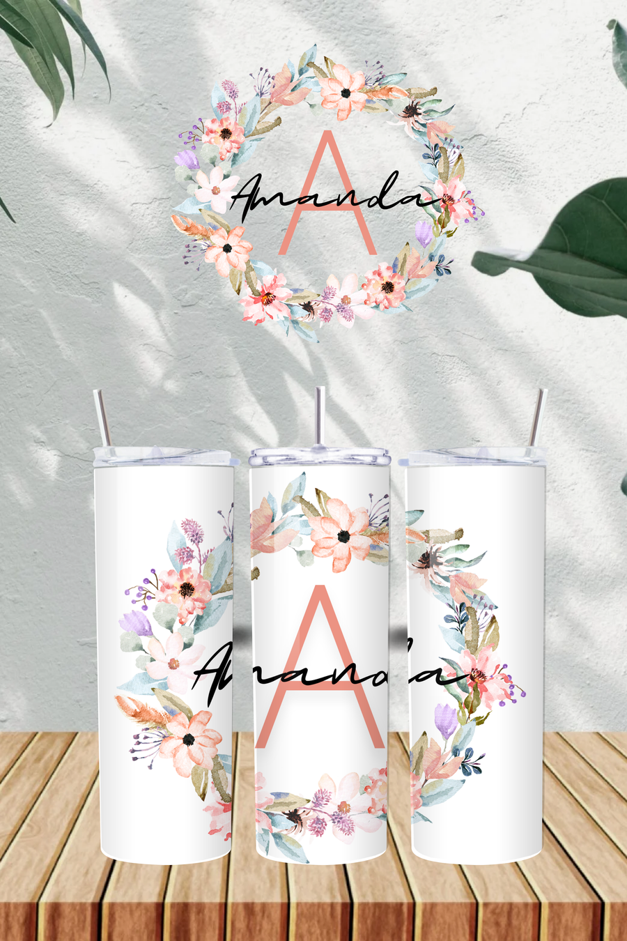 Personalised  Name and Letter 20oz Tumbler