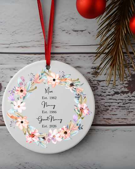 Generations Name and Date Ornament - Demo Design Gifts