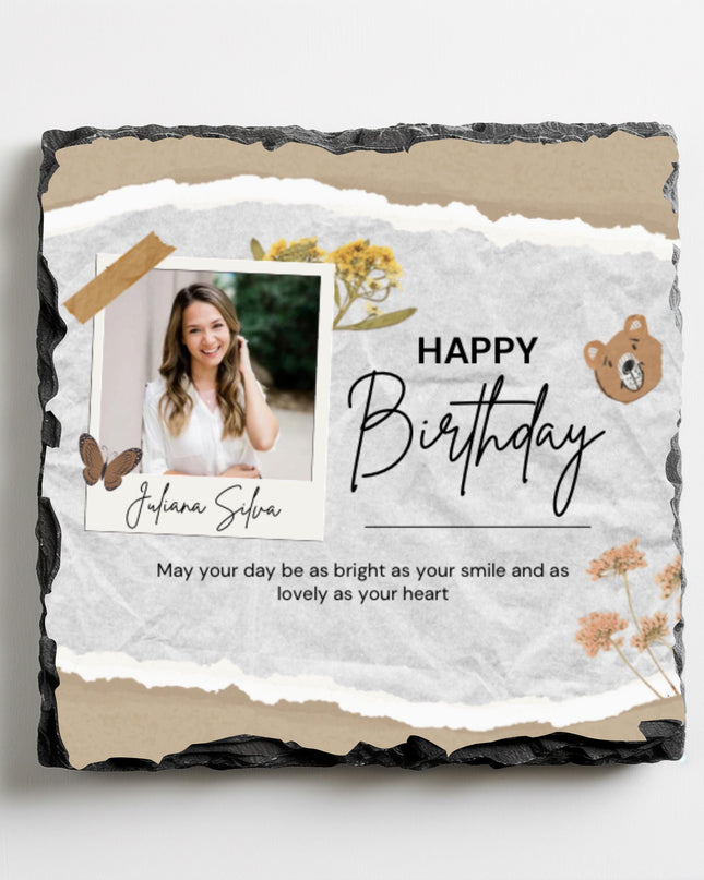 Photo Slate Coaster Square 9cm - Demo Design Gifts