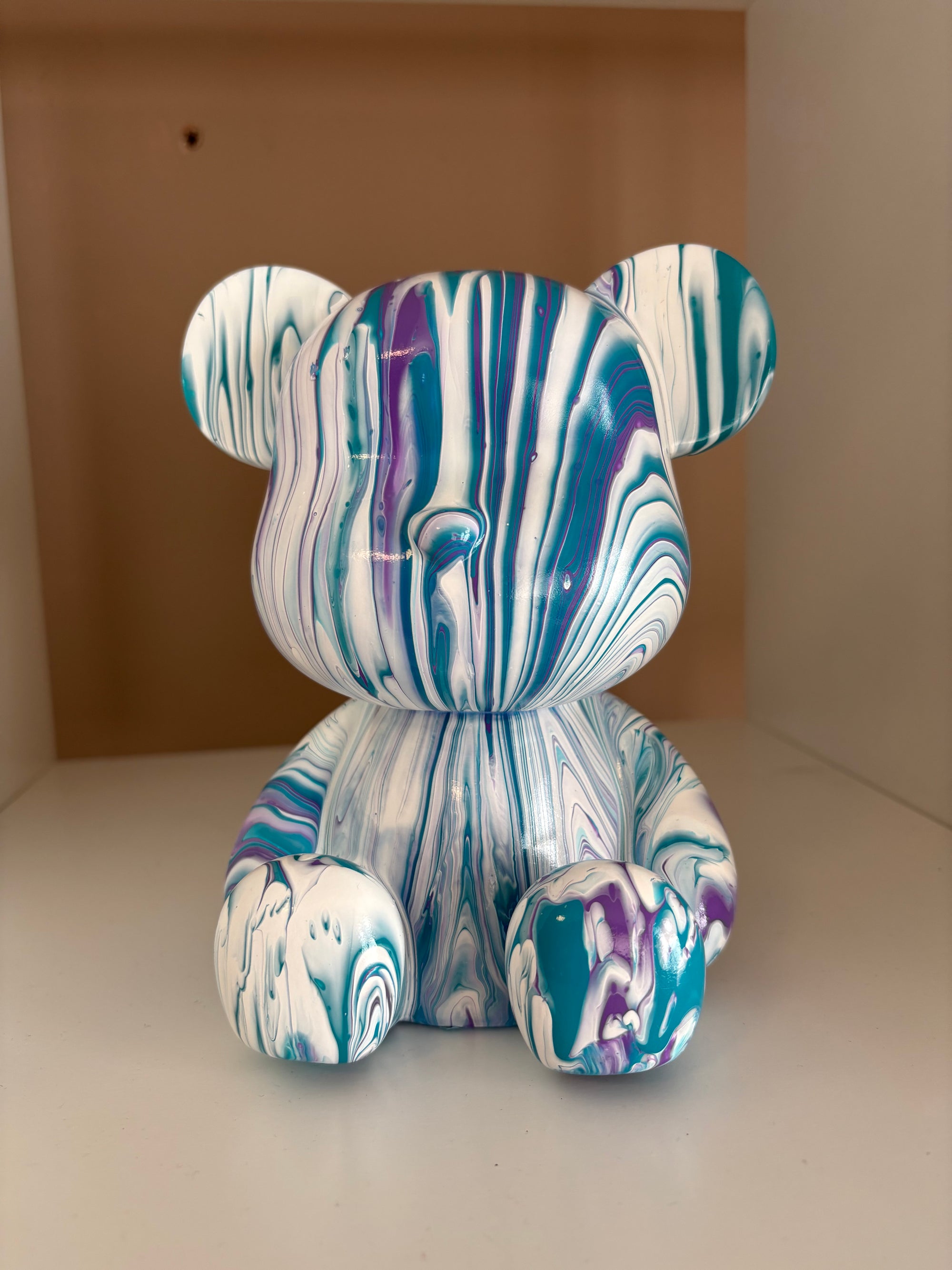 Sitting Down Bear Money Box Acrylic Pouring Figure