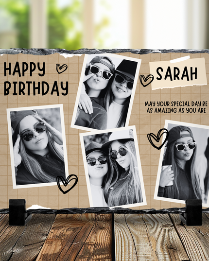 4 Image Happy Birthday Photo Slate (Photo Only) 19x29cm - Demo Design Gifts