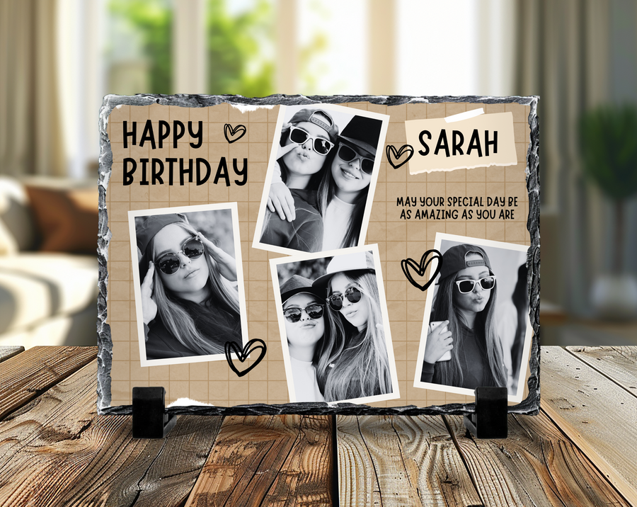 4 Image Happy Birthday Photo Slate (Photo Only) 19x29cm