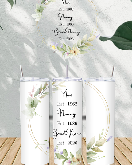 Personalised Green Flowers with Generations 20oz Tumbler - Demo Design Gifts