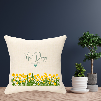 Wedding Name Green and Yellow Version Personalised Cushion