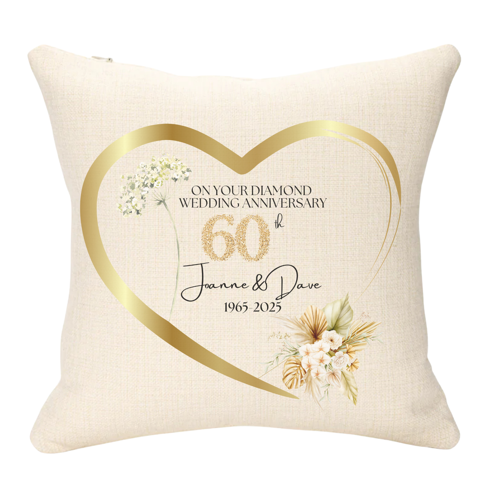 60th Wedding Anniversary Personalised Cushion