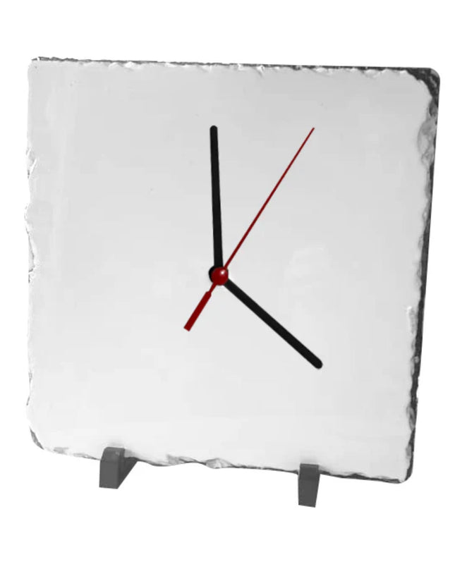 Personalised Rock Slate Photo Clock 27x27cm | Custom Image & Text | Includes Battery & Stand | Unique Gift & Home Décor - Demo Design Gifts