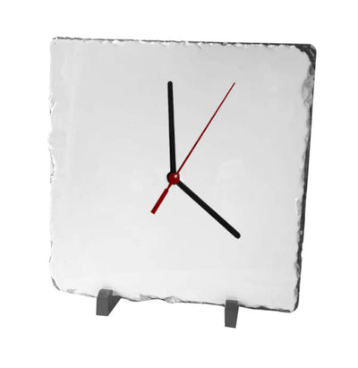 Personalised Rock Slate Photo Clock 27x27cm | Custom Image & Text | Includes Battery & Stand | Unique Gift & Home Décor