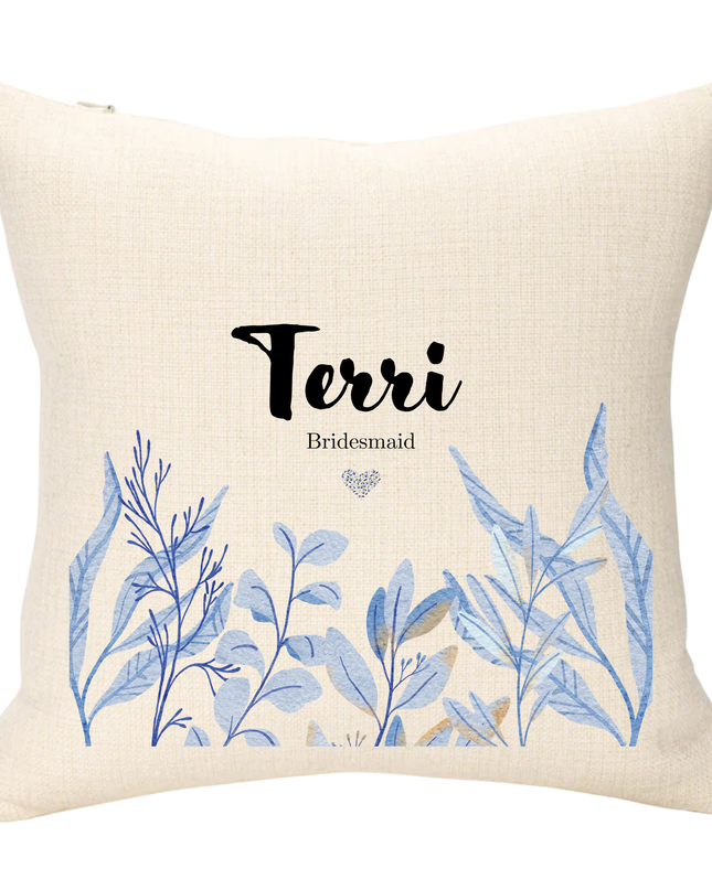 Wedding Role and Name Blue Version Personalised Cushion - Demo Design Gifts